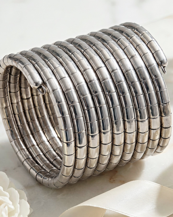 zewellsharbour Bracelet Anti-Tarnish Silver Multi Strand Cuff (Adjustable Size)