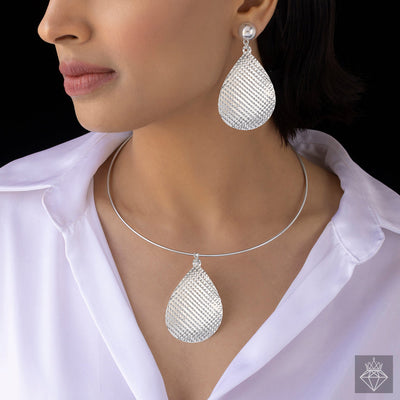 zewellsharbour Necklace Anti-Tarnish Silver Hasli With Earrings
