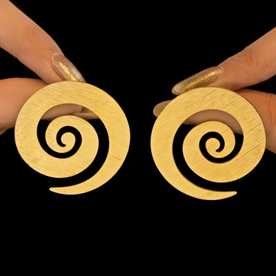 zewellsharbour Earrings Anti-Tarnish Golden Spiral Studs