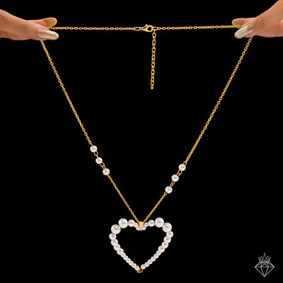 zewellsharbour Necklace Delicate Pearl Hollow Heart