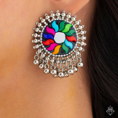 zewellsharbour Earrings Anti-Tarnish Majestic Multi-Hued Flower Studs