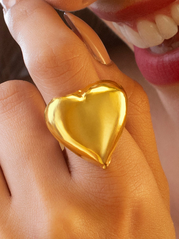 zewellsharbour Ring Anti-Tarnish Golden Heart (Adjustable Size)