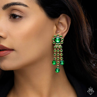 zewellsharbour Earrings Anti-Tarnish Crystal Flower Danglers