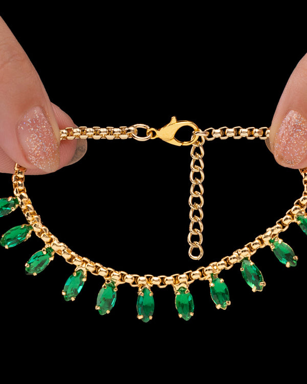 zewellsharbour Bracelet Anti-Tarnish Marquise Crystal Charms-Style Chain (Adjustable Size)