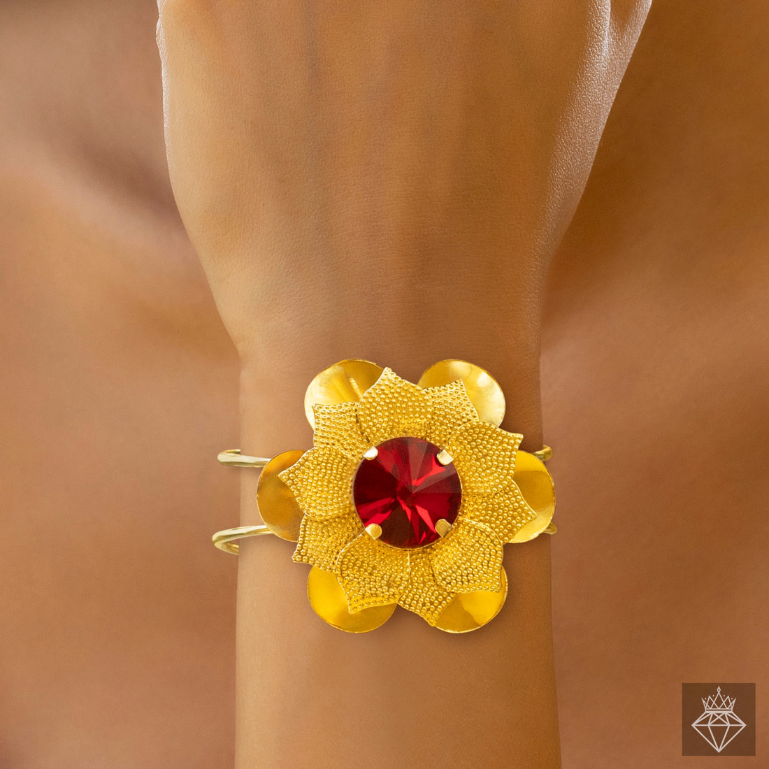 zewellsharbour Bracelet Anti-Tarnish Ruby Flower (Adjustable Size)
