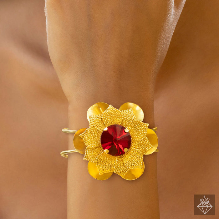 zewellsharbour Bracelet Anti-Tarnish Ruby Flower (Adjustable Size)