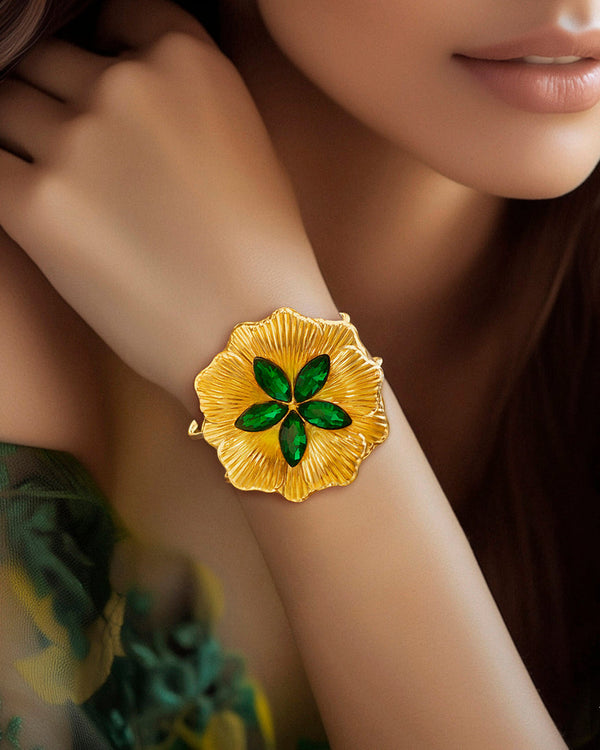 zewellsharbour Bracelet Anti-Tarnish Emerald Flower (Adjustable Size)