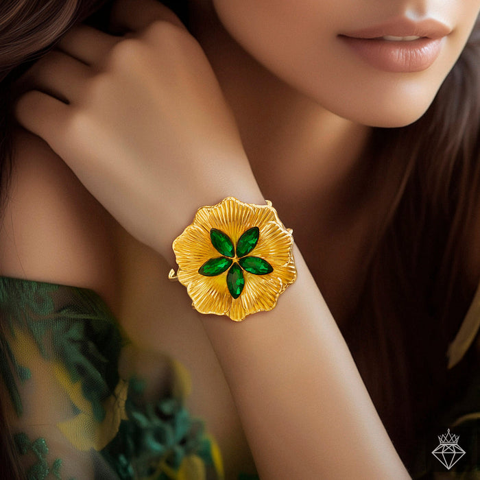 zewellsharbour Bracelet Anti-Tarnish Emerald Flower (Adjustable Size)