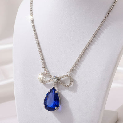 zewellsharbour Necklace Anti-Tarnish Crystal Studded INFINITY Blue Sapphire Pendant