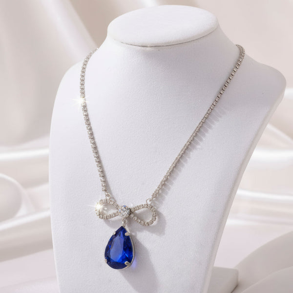 zewellsharbour Necklace Anti-Tarnish Crystal Studded INFINITY Blue Sapphire Pendant