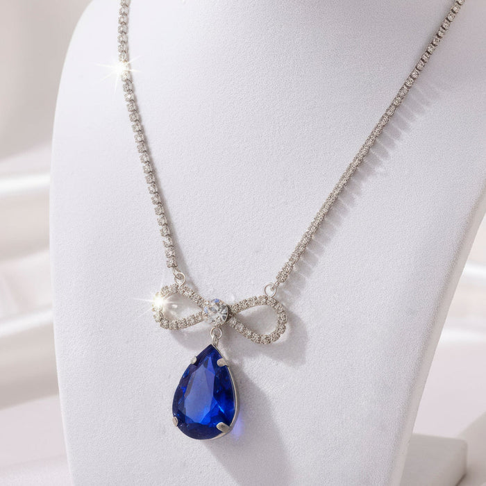 zewellsharbour Necklace Anti-Tarnish Crystal Studded INFINITY Blue Sapphire Pendant