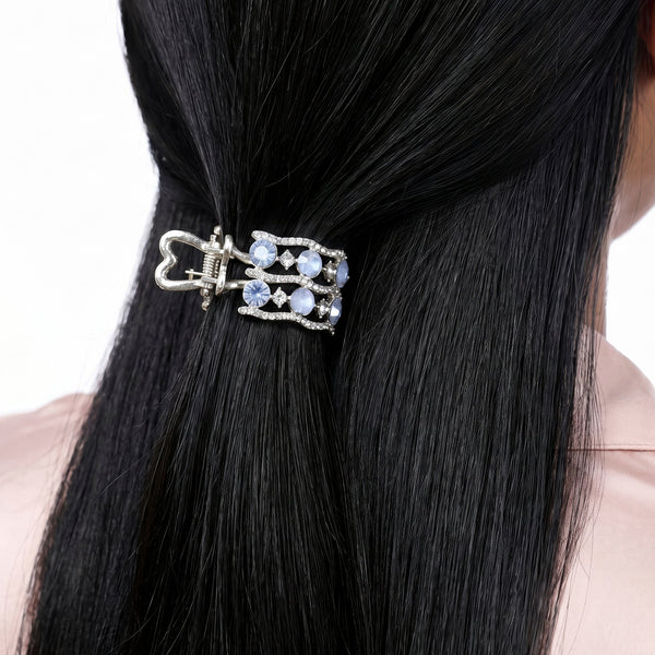 Zewellsharbour Hair Claw Clip Anti-Tarnish Ornate Crystal With Heart Handles