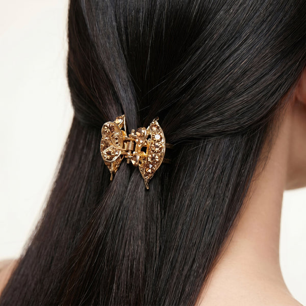 Zewellsharbour Hair Claw Clip Anti-Tarnish Rhinestone Butterfly Wingspan