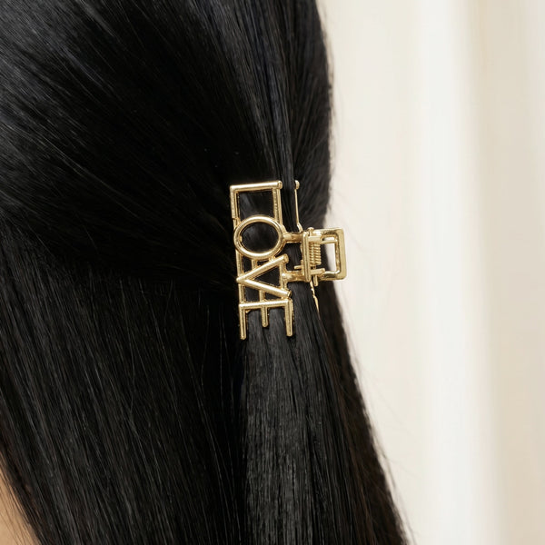 Zewellsharbour Hair Claw Clip Anti-Tarnish Love Word