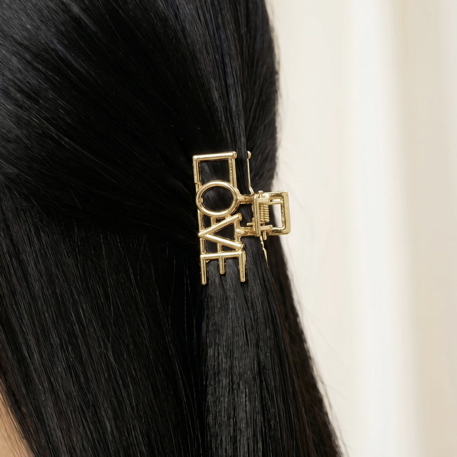 Zewellsharbour Hair Claw Clip Anti-Tarnish Love Word