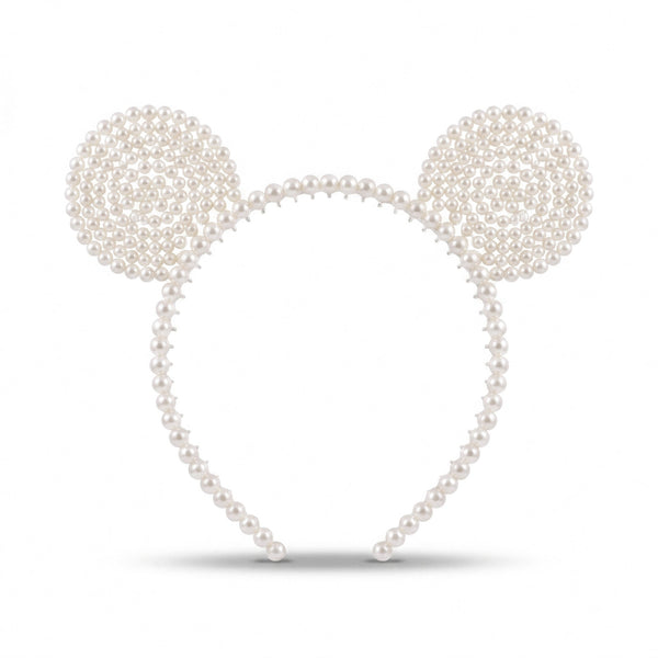 Zewellsharbour Hairband White Pearl Mickey Mouse Ears