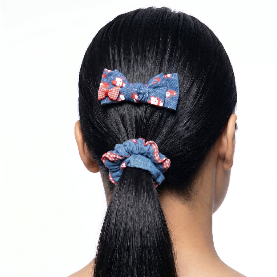 Zewellsharbour Scrunchie Denim Bow