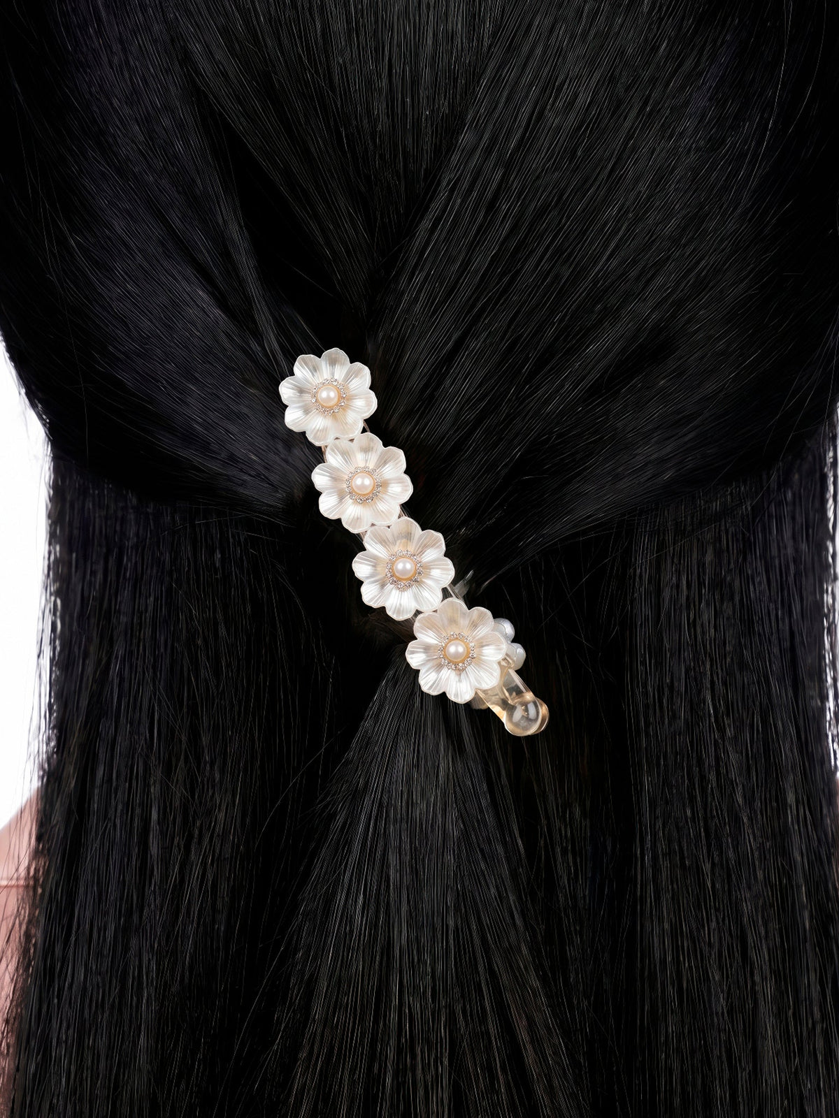 Zewellsharbour Banana Clip Pearl Flower