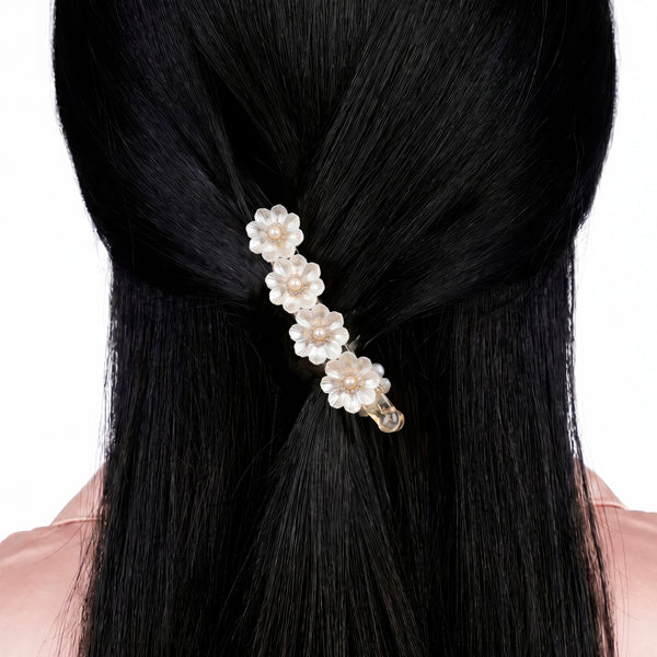 Zewellsharbour Banana Clip Pearl Flower