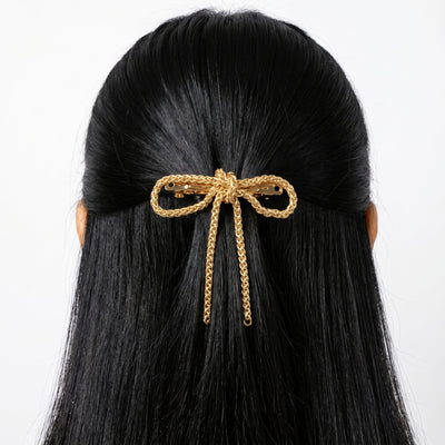 Zewellsharbour Hair Clip Anti-Tarnish Chain Bow