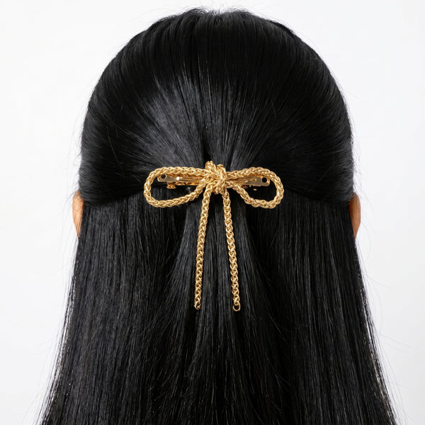 Zewellsharbour Hair Clip Anti-Tarnish Chain Bow