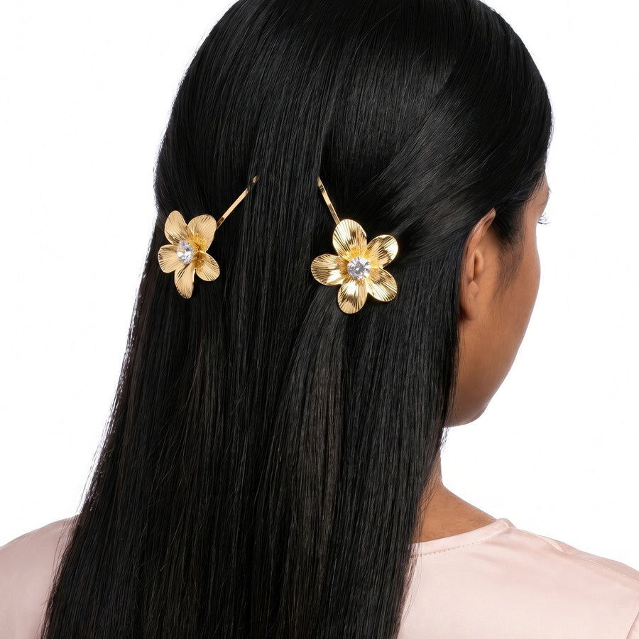 Zewellsharbour Hair Pin Anti-Tarnish Floral Rhinestone