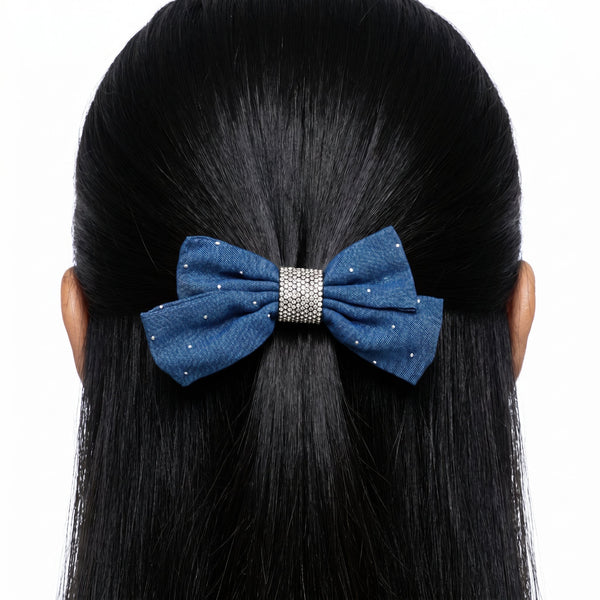 Zewellsharbour Hair Clip Anti-Tarnish Denim Rhinestone