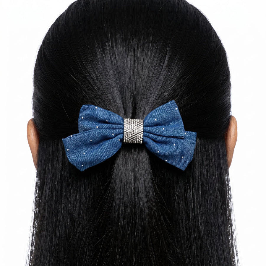Zewellsharbour Hair Clip Anti-Tarnish Denim Rhinestone