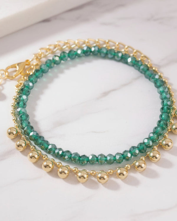 zewellsharbour 2 Bracelets Anti-Tarnish Crystal Bead & Charm (Adjustable Size)