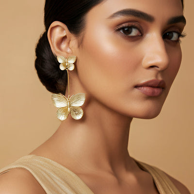 zewellsharbour Earrings Anti-Tarnish Golden Butterflies Danglers