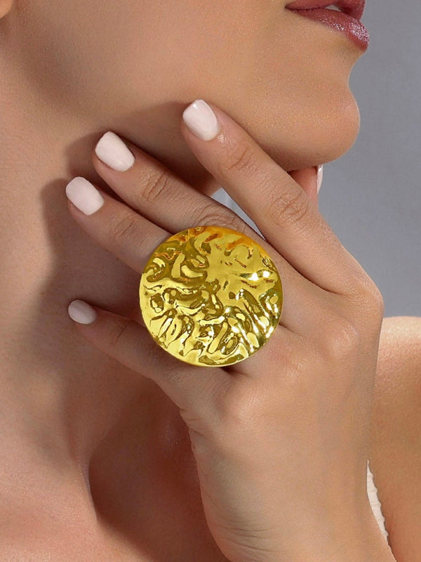 zewellsharbour Ring Anti-Tarnish Hammered Coin (Adjustable Size)