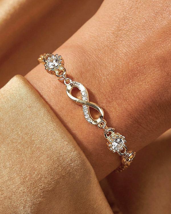 zewellsharbour Bracelet Anti-Tarnish Infinity & Crystal Chain (Adjustable Size)
