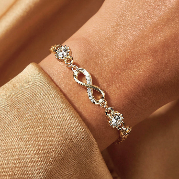 zewellsharbour Bracelet Anti-Tarnish Infinity & Crystal Chain (Adjustable Size)