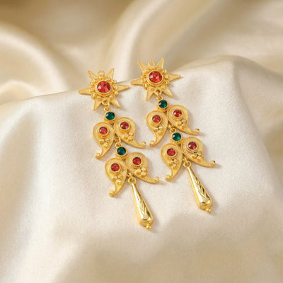 zewellsharbour Earrings Anti-Tarnish Ethnic Paisley Danglers