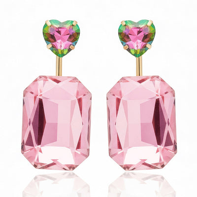 zewellsharbour Earrings Anti-Tarnish Detachable 2-in-1 Heart & Crystal Earrings