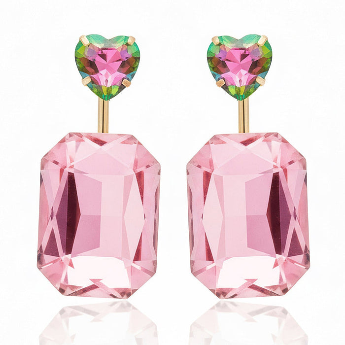 zewellsharbour Earrings Anti-Tarnish Detachable 2-in-1 Heart & Crystal Earrings