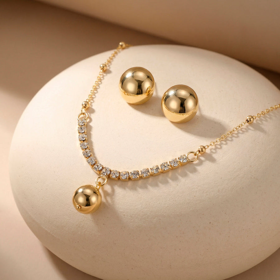 zewellsharbour Necklace Anti-Tarnish AD Set With Earrings
