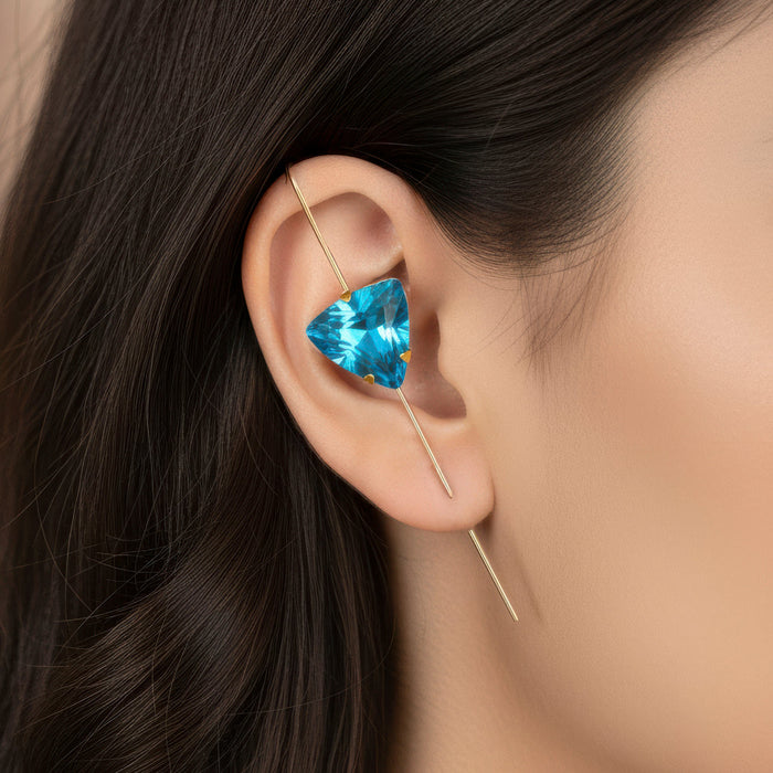 zewellsharbour Earrings Anti-Tarnish Triangle Blue Crystal Hook Earrings Set