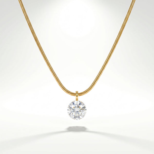 zewellsharbour Necklace Anti-Tarnish Minimal Snake Chain Solitaire Pendant