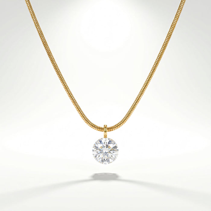 zewellsharbour Necklace Anti-Tarnish Minimal Snake Chain Solitaire Pendant