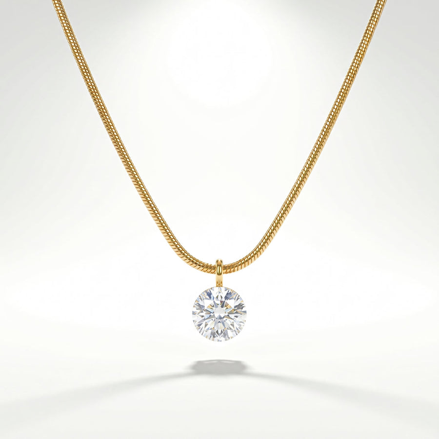 zewellsharbour Necklace Anti-Tarnish Minimal Snake Chain Solitaire Pendant