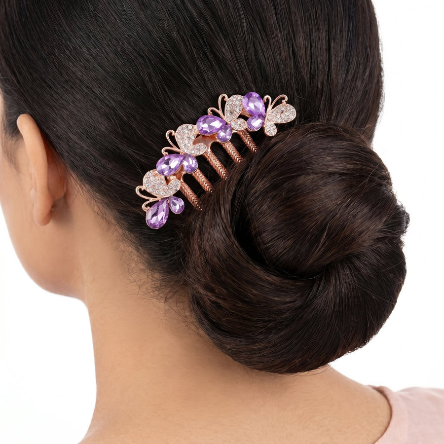 Zewellsharbour Hair Comb Anti-Tarnish Crystal Butterfly