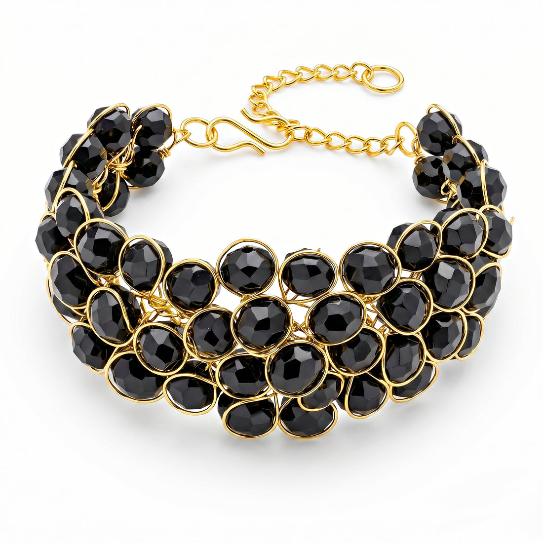 zewellsharbour Bracelet Spectacular Black Crystal Stone (Adjustable Size)