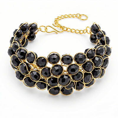 zewellsharbour Bracelet Spectacular Black Crystal Stone (Adjustable Size)