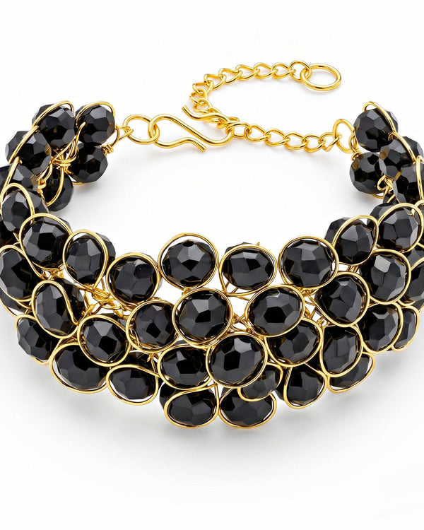 zewellsharbour Bracelet Spectacular Black Crystal Stone (Adjustable Size)