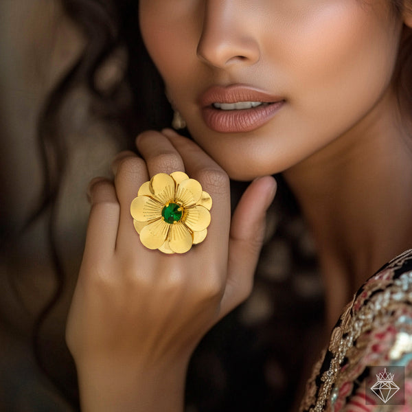 zewellsharbour Ring Anti-Tarnish Daffodil (Adjustable Size)