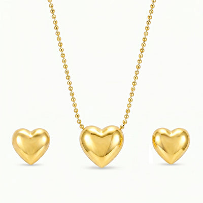 zewellsharbour Necklace Anti-Tarnish Heart Set With Earrings