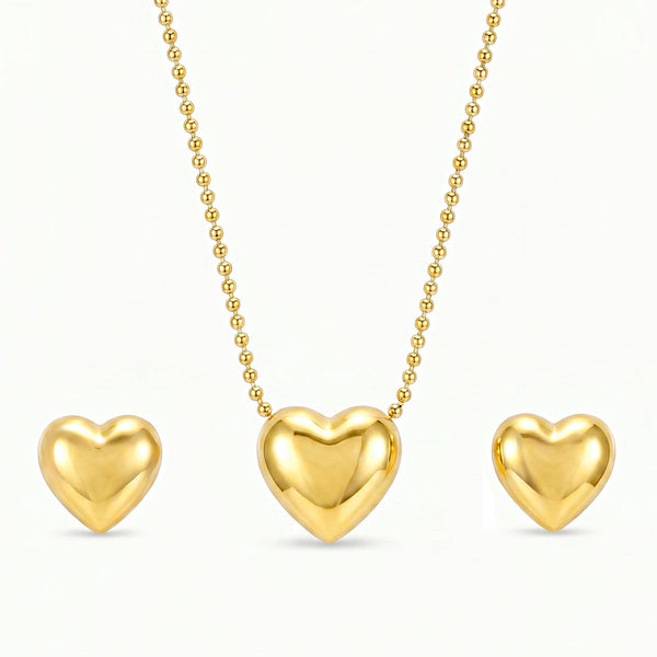 zewellsharbour Necklace Anti-Tarnish Heart Set With Earrings