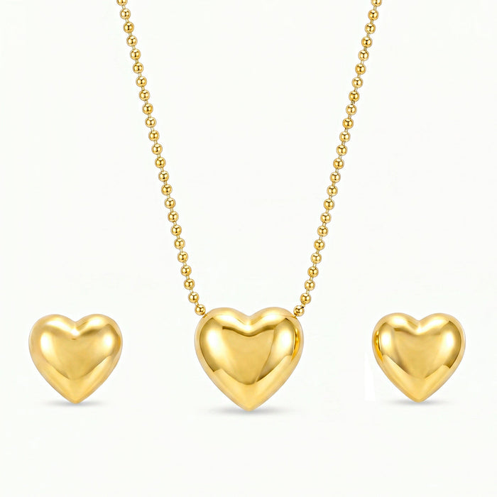 zewellsharbour Necklace Anti-Tarnish Heart Set With Earrings