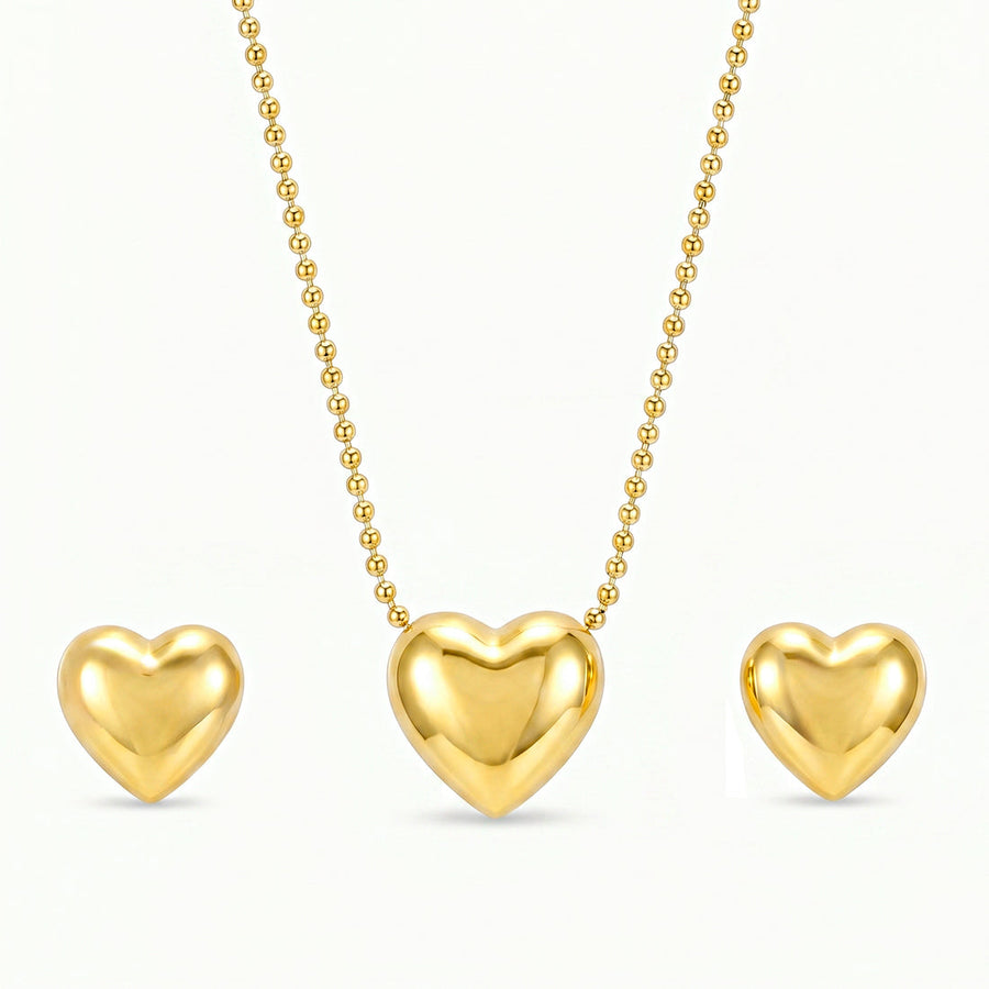 zewellsharbour Necklace Anti-Tarnish Heart Set With Earrings